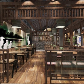 现代中餐厅3D模型下载